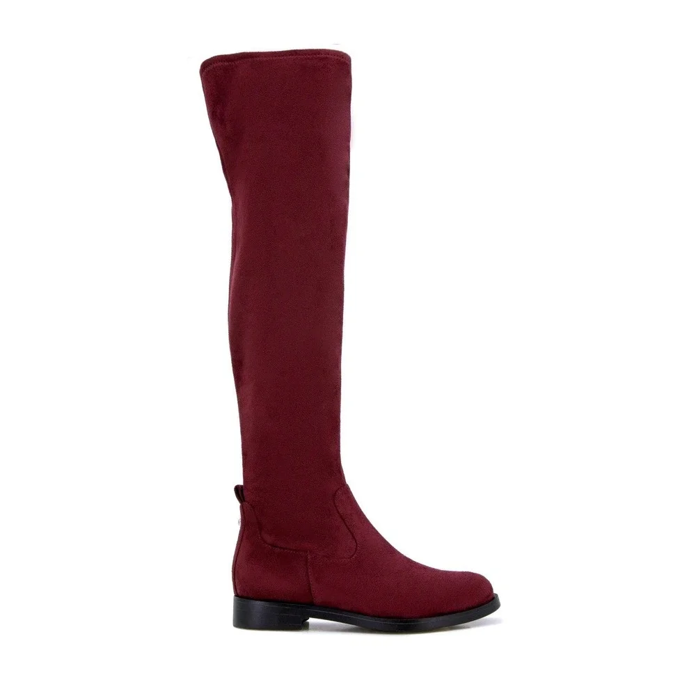 Kenneth Cole Reaction Windy Burgundy Knee High Boot Womens Faux Suede Boot 9M‎
